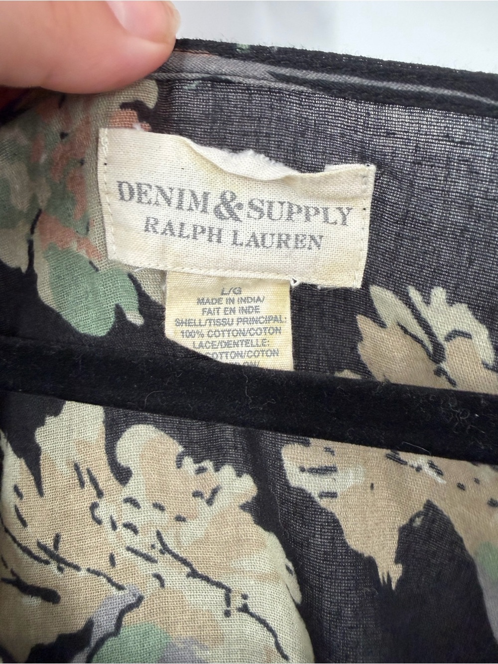 Ralph Lauren Denim & Supply Floral Flutter Sleeve Black Top - Picture 4 of 6